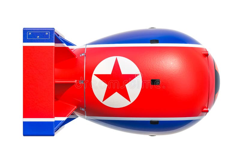 Kernwaffekonzept Nordkoreas, Wiedergabe 3D stock abbildung Kernwaffekonzept Nordkoreas, Wiedergabe 3D stock abbildung