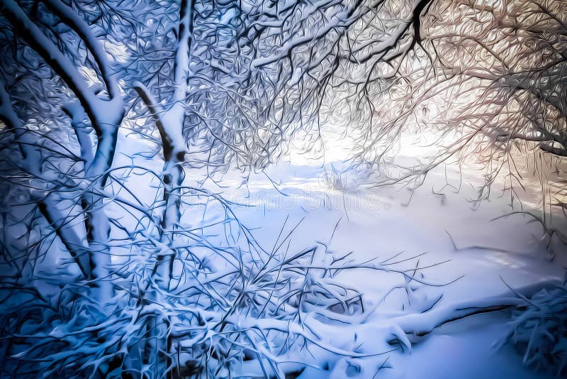 Kerstachtergrond Met sneeuw bedekte snowdriften en dichte boomdikten in het bos royalty-vrije stock fotografie Kerstachtergrond Met sneeuw bedekte snowdriften en dichte boomdikten in het bos royalty-vrije stock fotografie