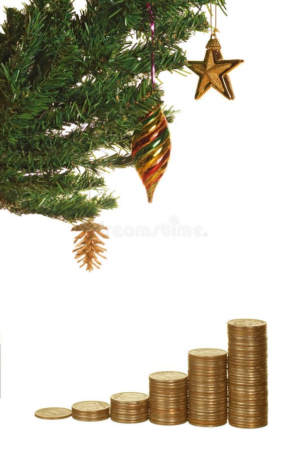 Kerstboom en geld royalty-vrije stock afbeeldingen Kerstboom en geld royalty-vrije stock afbeeldingen