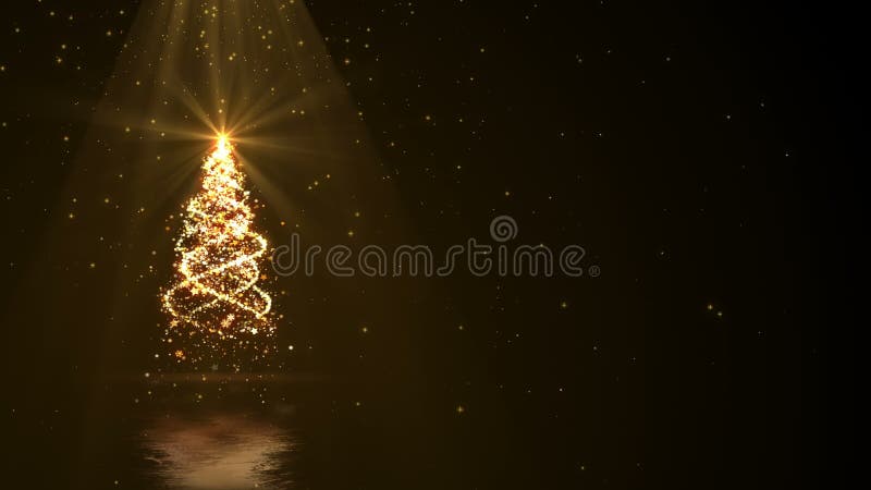 Kerstboomlichten en gouden straallijn als achtergrond met copyspace
