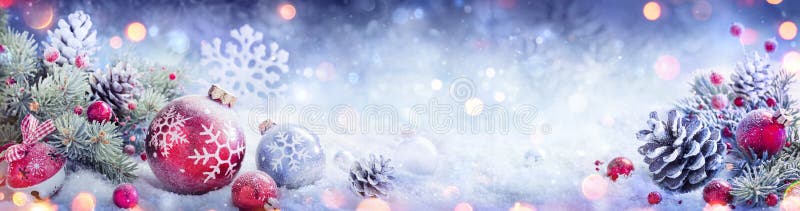 kerstdecoratie-banner - Snowy-versiering met pinecones