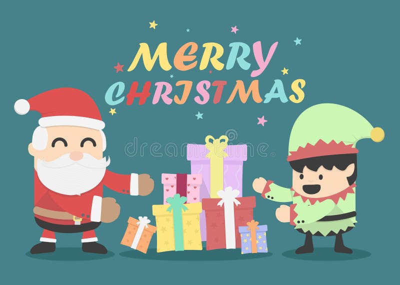 Kerstkaart met Santa Claus en Elf vector illustratie Kerstkaart met Santa Claus en Elf vector illustratie