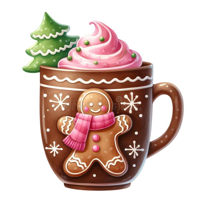 Kerstkoffie in gingerbrood royalty-vrije illustratie