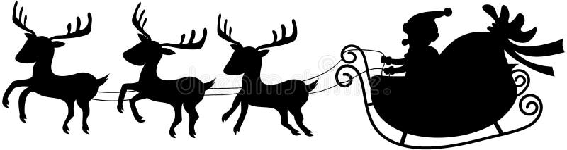 Kerstman in zijn van de Kerstmisslee of Ar Silhouet royalty-vrije illustratie Kerstman in zijn van de Kerstmisslee of Ar Silhouet royalty-vrije illustratie