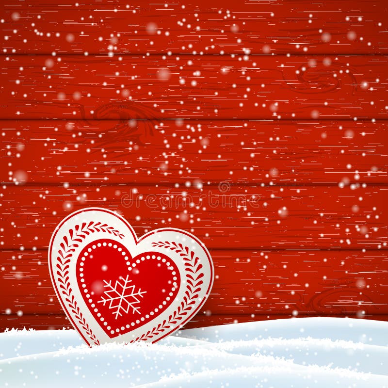Kerstmis beweging veroorzakend in Skandinavische stijl, rood en wit verfraaid hart voor houten muur, illustratie royalty-vrije illustratie Kerstmis beweging veroorzakend in Skandinavische stijl, rood en wit verfraaid hart voor houten muur, illustratie royalty-vrije illustratie