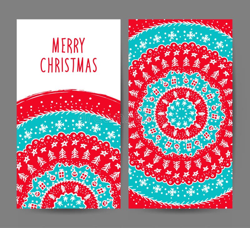 Kerstmis en Nieuwjaar de vectorreeks van groetkaarten vector illustratie Kerstmis en Nieuwjaar de vectorreeks van groetkaarten vector illustratie