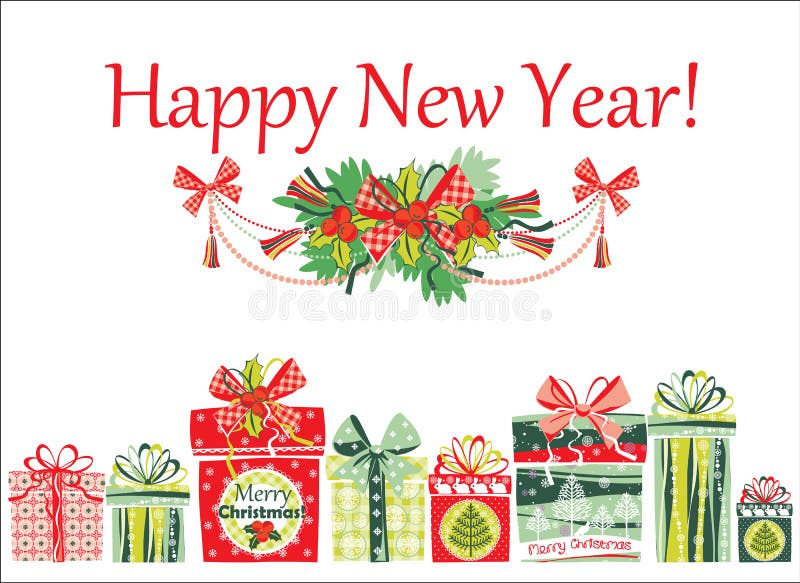 Kerstmis en Nieuwjaarskaart vector illustratie Kerstmis en Nieuwjaarskaart vector illustratie