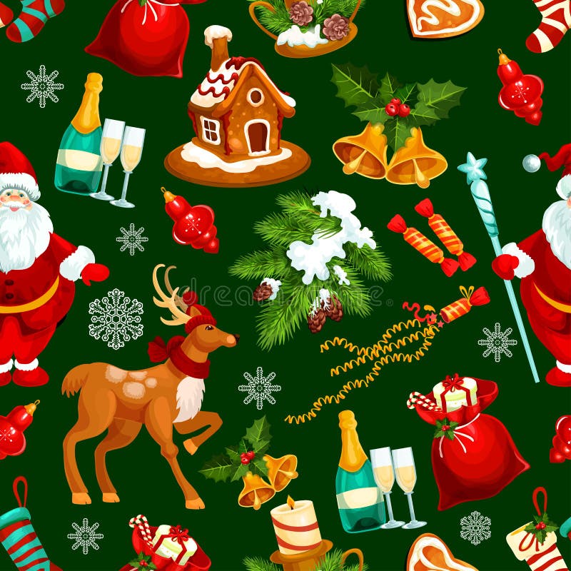 Kerstmis en Nieuwjaarvakantie naadloos patroon stock illustratie Kerstmis en Nieuwjaarvakantie naadloos patroon stock illustratie