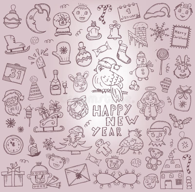 Kerstmis. Hand-drawn pictogrammen vector illustratie Kerstmis. Hand-drawn pictogrammen vector illustratie