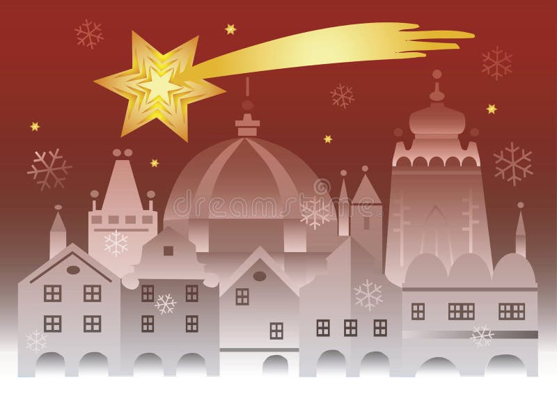 Kerstmis historische stad met bethlehem ster vector illustratie Kerstmis historische stad met bethlehem ster vector illustratie