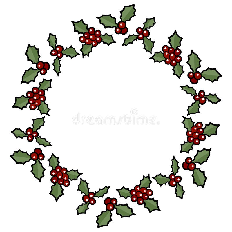 Kerstmis Holly Berry Wreath Het vector geïsoleerde element van de beeldverhaalvakantie decoratie vector illustratie Kerstmis Holly Berry Wreath Het vector geïsoleerde element van de beeldverhaalvakantie decoratie vector illustratie