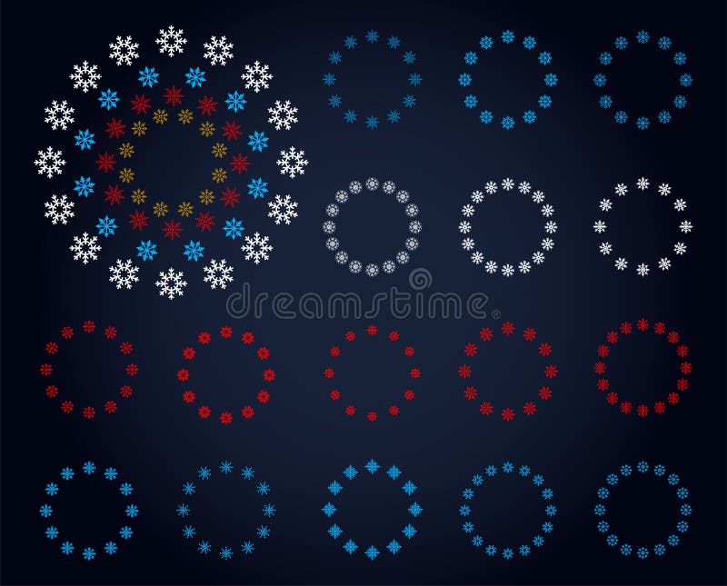 Kerstmis met de bloemkronen van ontwerpelementen wordt geplaatst, bloemenlaurels die De cirkelkader van de sneeuwvlok op witte ac stock illustratie Kerstmis met de bloemkronen van ontwerpelementen wordt geplaatst, bloemenlaurels die De cirkelkader van de sneeuwvlok op witte ac stock illustratie