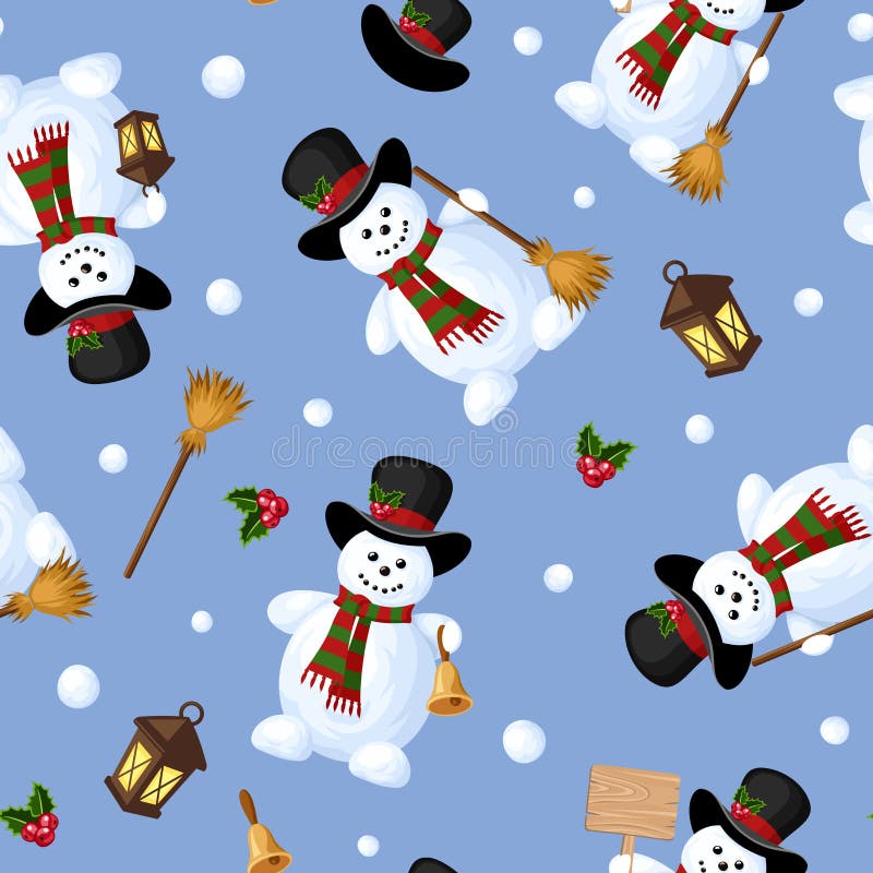 Kerstmis naadloze achtergrond met sneeuwmannen Vector illustratie
