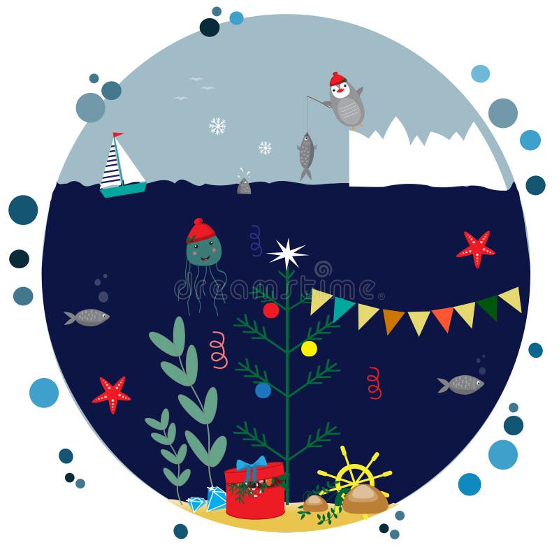 Kerstmis onder het overzees stock illustratie Kerstmis onder het overzees stock illustratie