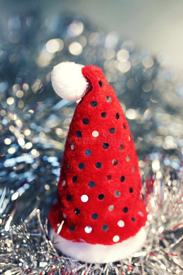 Kerstmisachtergrond met de rode hoed van santa royalty-vrije stock fotografie Kerstmisachtergrond met de rode hoed van santa royalty-vrije stock fotografie