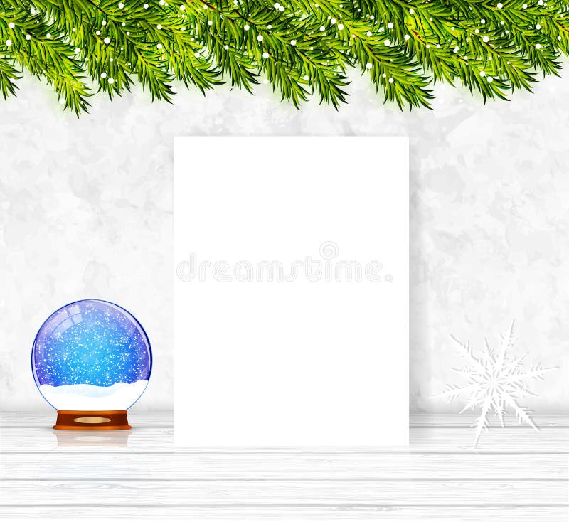 Kerstmisachtergrond met witte lege document vector vector illustratie Kerstmisachtergrond met witte lege document vector vector illustratie