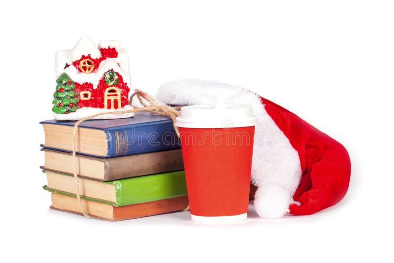 Kerstmisdecoratie met santahoed royalty-vrije stock foto