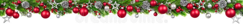 Kerstmisgrens op wit, extra wijd stock foto Kerstmisgrens op wit, extra wijd stock foto