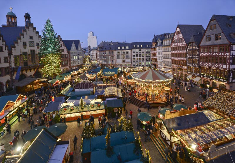 Kerstmarkt in Frankfurt, Duitsland stock afbeelding