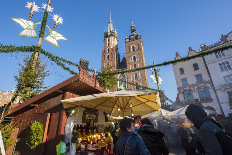 Kerstmismarkt 2017 van Krakau royalty-vrije stock foto Kerstmismarkt 2017 van Krakau royalty-vrije stock foto