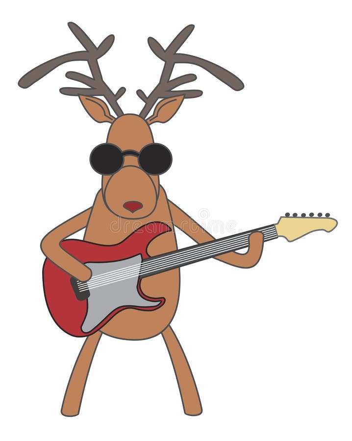 Kerstmisrendier het spelen gitaar royalty-vrije illustratie Kerstmisrendier het spelen gitaar royalty-vrije illustratie