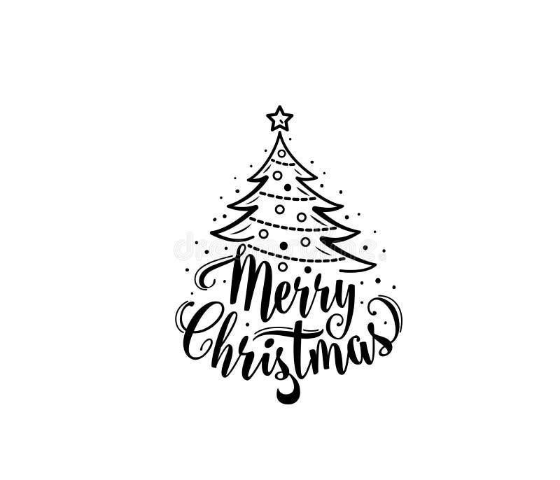 Kerstmistekst De decoratie van de Kerstmisboom, type Kaart van het kalligrafie de Van letters voorziende ontwerp stock illustratie Kerstmistekst De decoratie van de Kerstmisboom, type Kaart van het kalligrafie de Van letters voorziende ontwerp stock illustratie