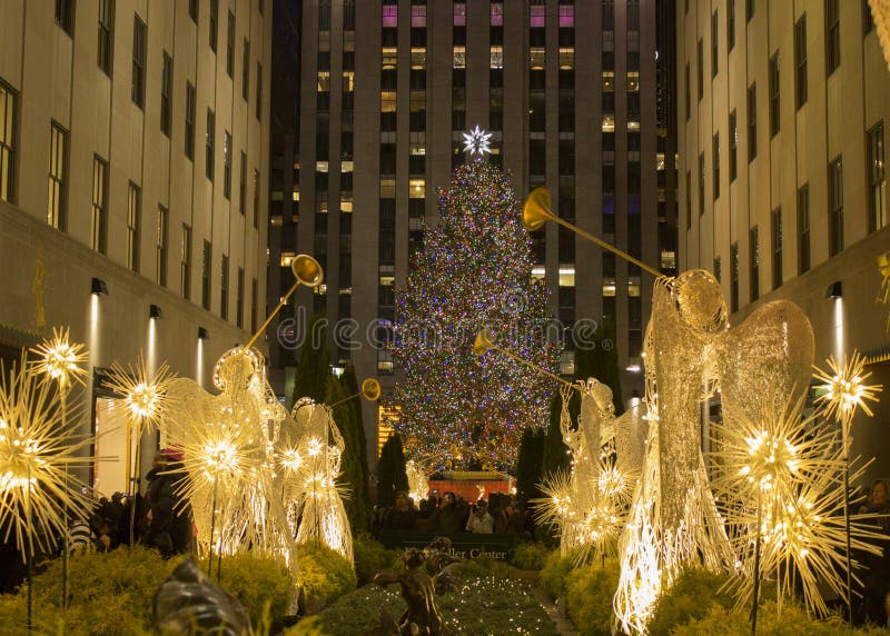 Kerstmistijd in New York - het centrum van Kerstboomrockfeller