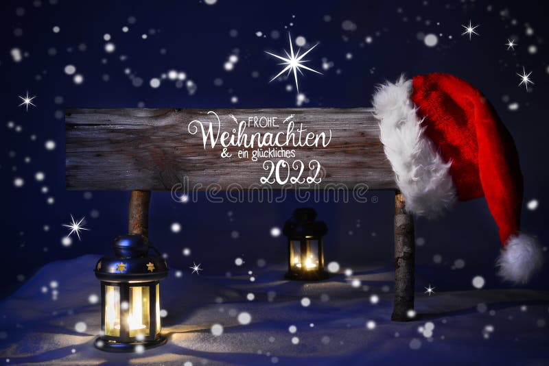Kerstnacht Met Sneeuw, Lamp, Kerstman, Vrolijke Kerst En Gelukkig 2021 Stock Afbeelding - Image Of Santa, Licht: 164197685
