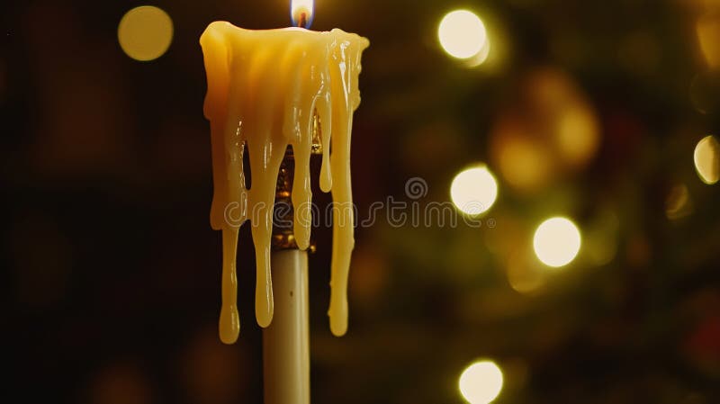 Kerzenleuchter auf einem Holztisch vor einem Hintergrund sanft fokussierter Lichter, die ein Gefühl von Wärme wecken lizenzfreies stockbild