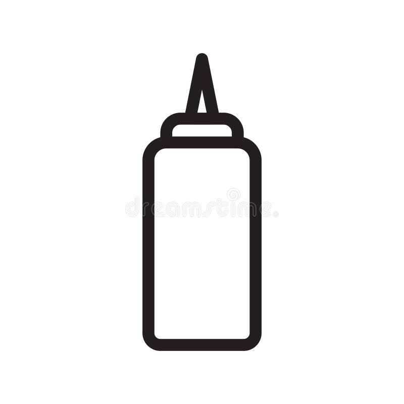 Ketchup bottle thin line vector icon stock illustration