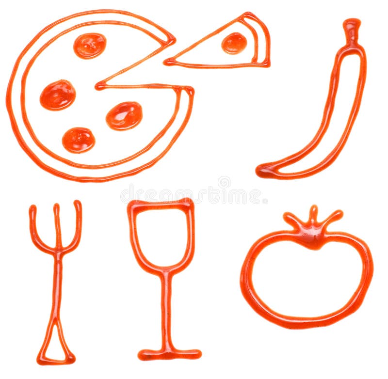 Ketchup food icons isolated on a white background