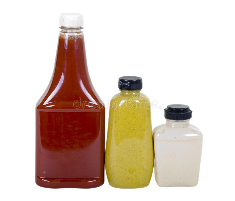 Ketchup, Mustard and Horseradish in Bottles Stock Image Image of