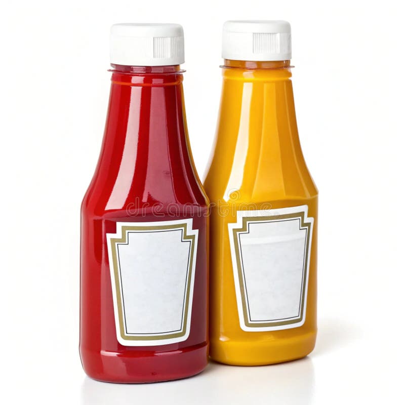 Ketchup and mustard isolated on white background vector illustration