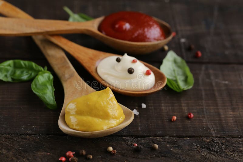 Mustard, Ketchup and Mayonnaise Stock Photo Image of nutritious, mayo