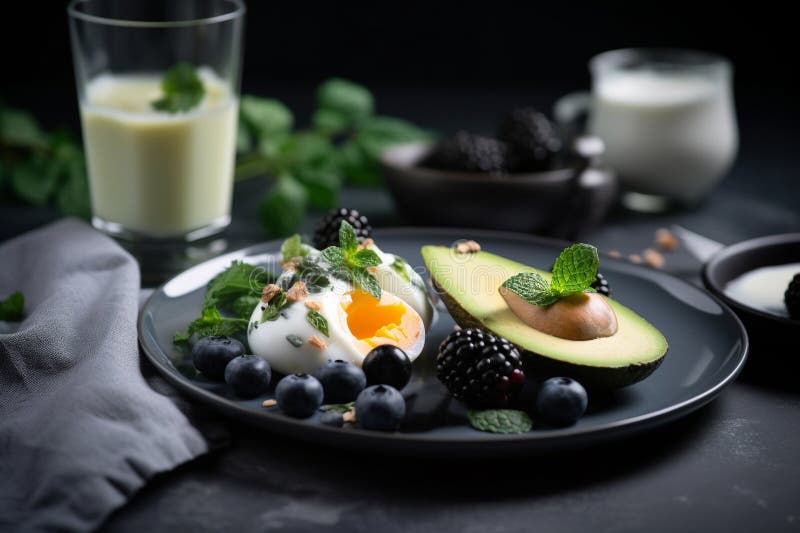 Keto Breakfast. Delicious and Healthy Keto Breakfast with Eggs, Bacon