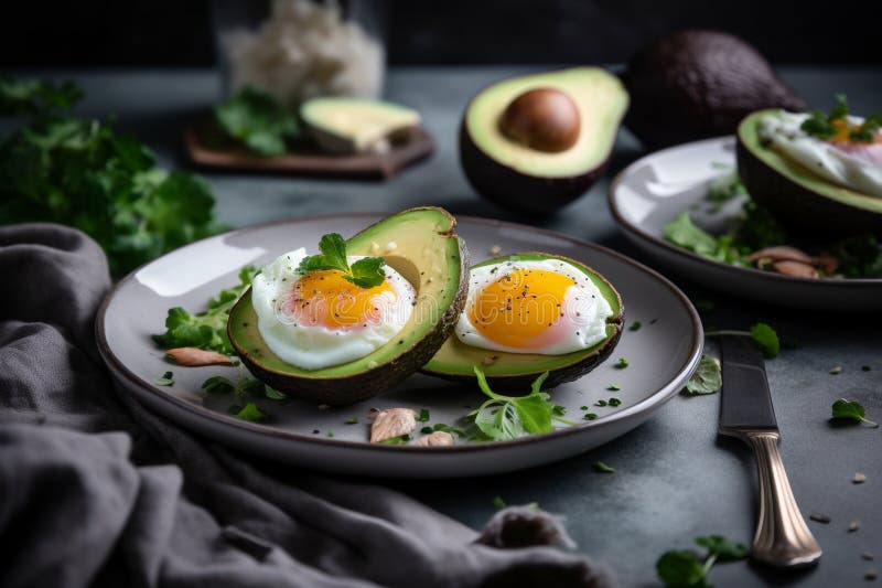 Keto Breakfast. Delicious and Healthy Keto Breakfast with Eggs, Bacon