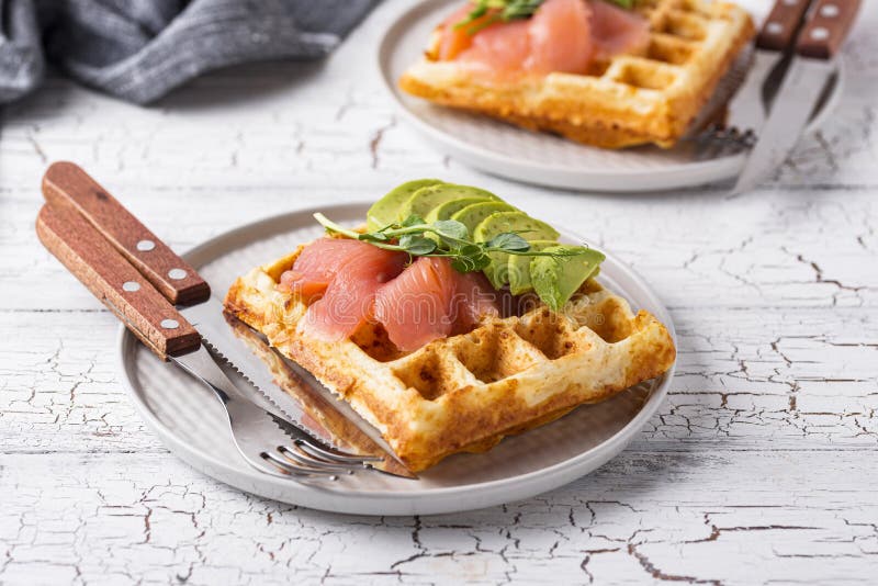 Keto Cheese Waffle with Avocado Stock Photo Image of baked, nutrition