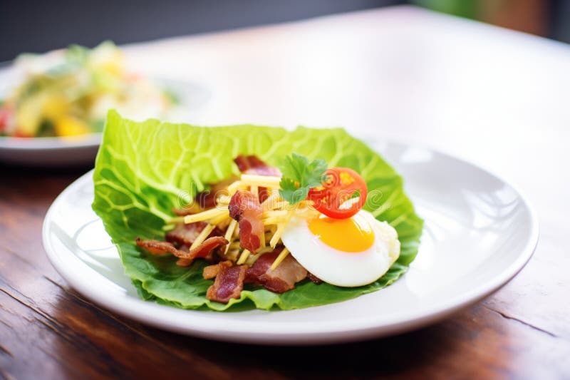Ketofriendly Lettuce Wrap with Bacon, Egg, and Cheese Stock Image