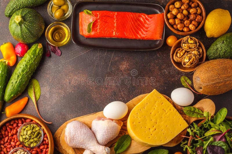 Ketogenic Diätkonzept Ketons Proteinreiches Lebensmittel, Lebensmittelrahmen-BAC lizenzfreie stockfotografie Ketogenic Diätkonzept Ketons Proteinreiches Lebensmittel, Lebensmittelrahmen-BAC lizenzfreie stockfotografie