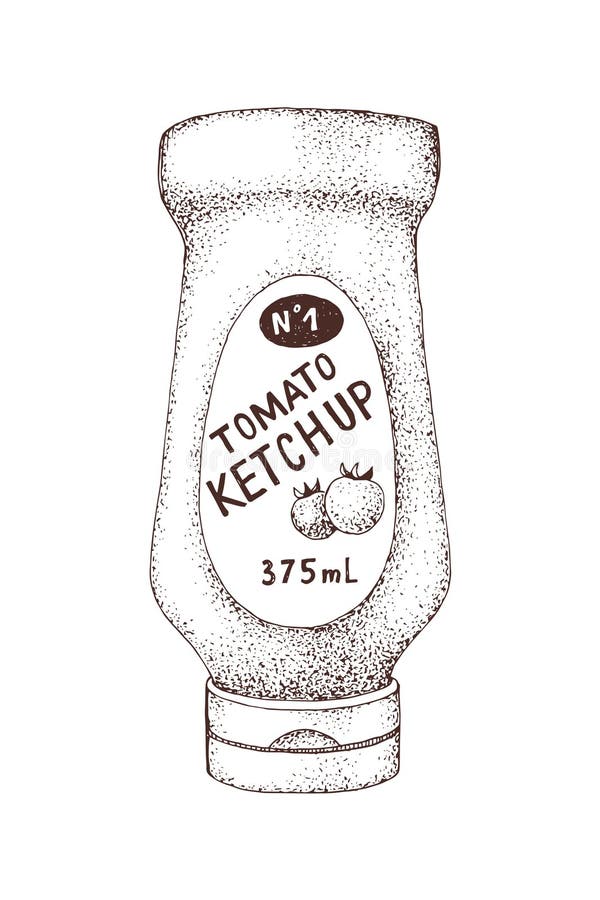 Ketschup in einer Plastikflasche handgezeichnete Vektorgrafik lizenzfreie abbildung