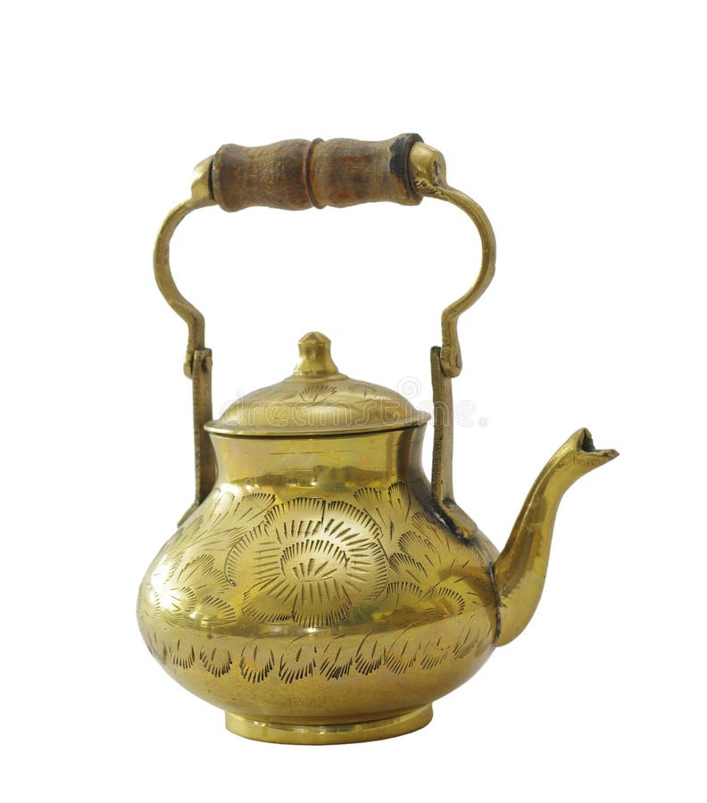 Antique brass kettle stock photo. Image of teapot, yellow 1017208