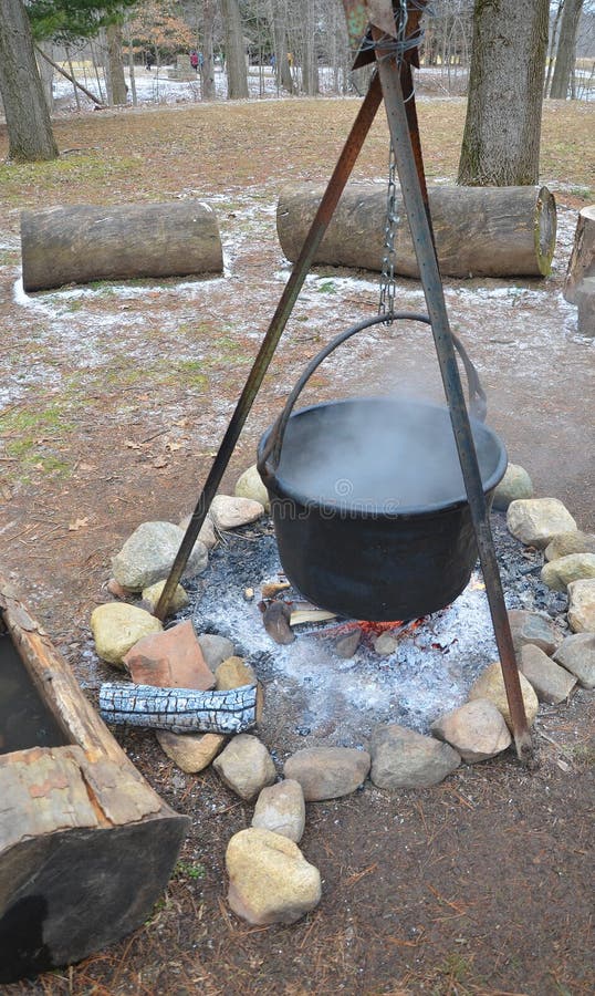 Kettle on campfire stock image. Image of flame, large 29664623