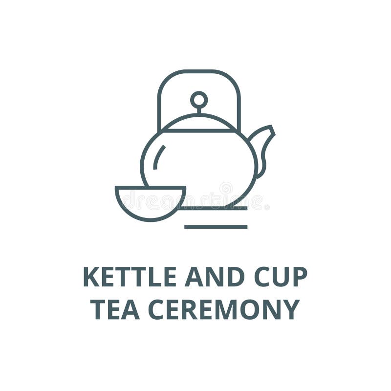 Kettle and Cup,tea Ceremony Line Icon Concept. Kettle and Cup,tea