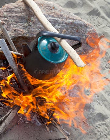 Kettle On The Fire Stock Photo Image Of Food Fuel Outdoor 23025372