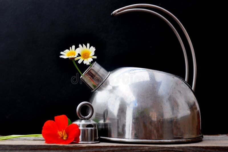 Kettle with flowers stock photo. Image of dishes, ceramics 20950370