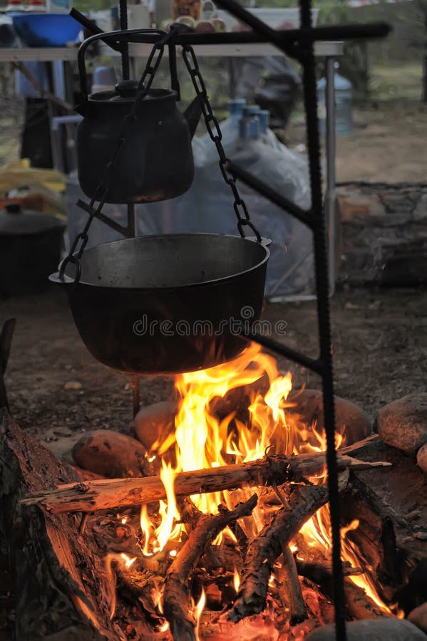 Kettle on a fire stock photo. Image of boil, firewood 26307110