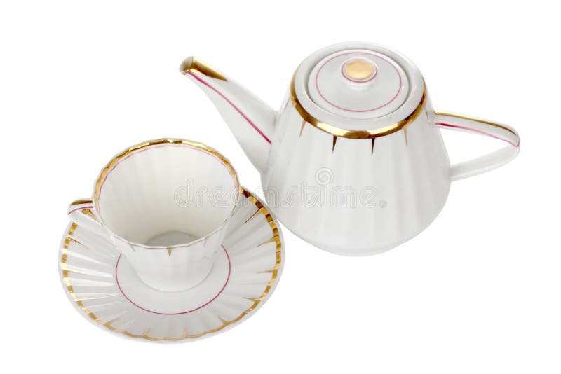 Kettle and tea cup stock image. Image of dish, golden 23112519