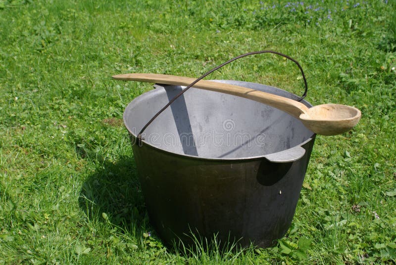 Kettle and wooden spoon stock photo. Image of green, empty 14235012