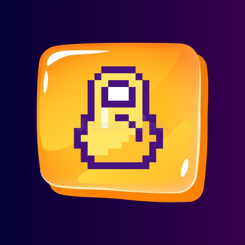Kettlebell glossy ui button with pixelated color icon vector illustration