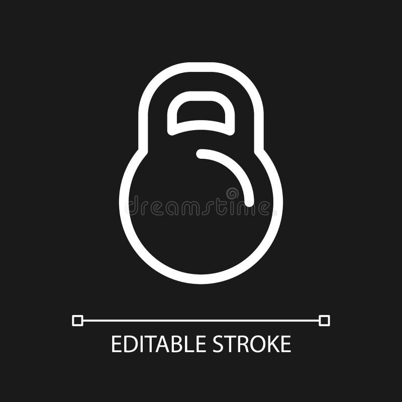 Kettlebell pixel perfect white linear ui icon for dark theme stock illustration